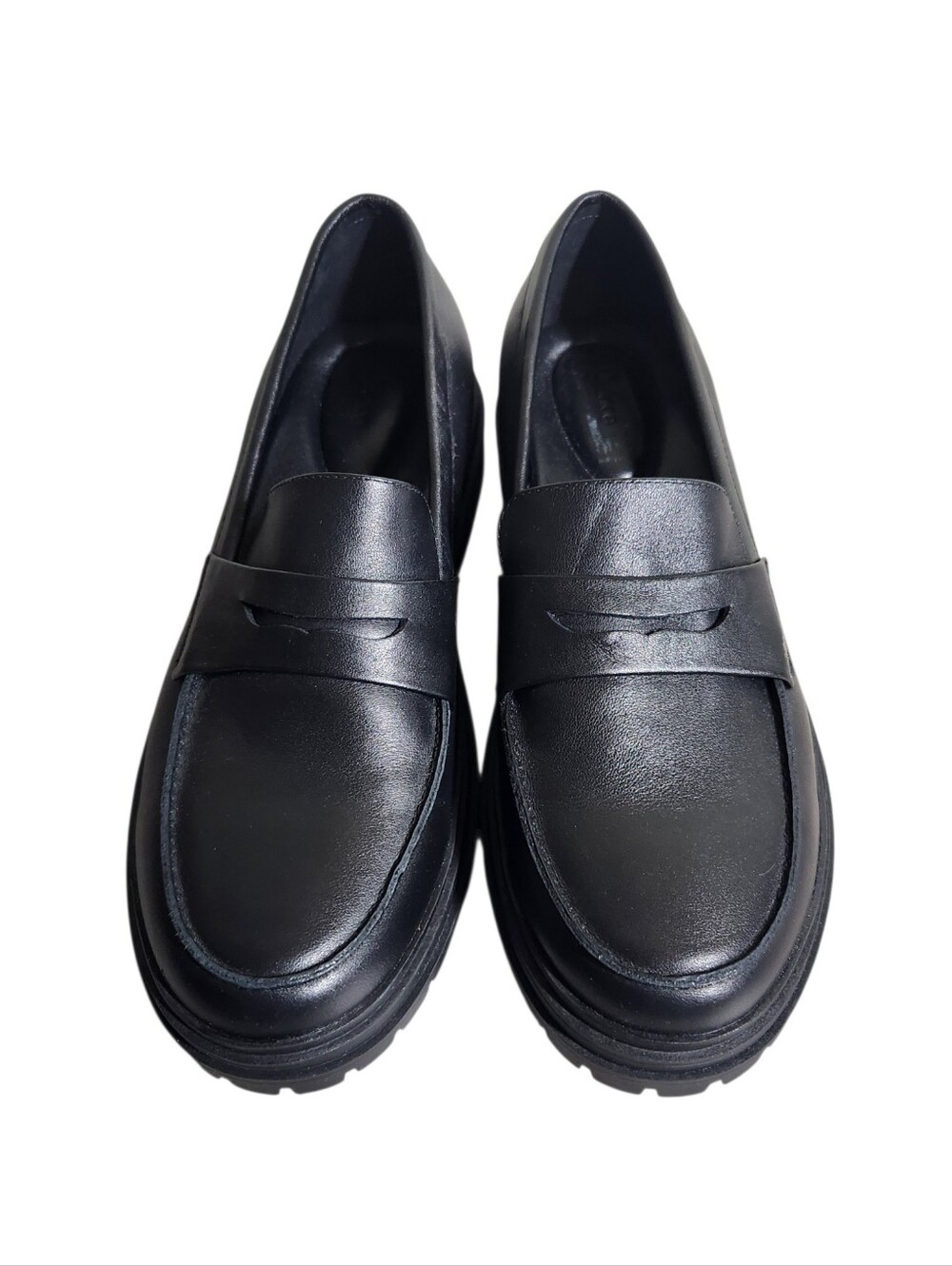 Quince Black Leather Penny Loafers, Sz 10